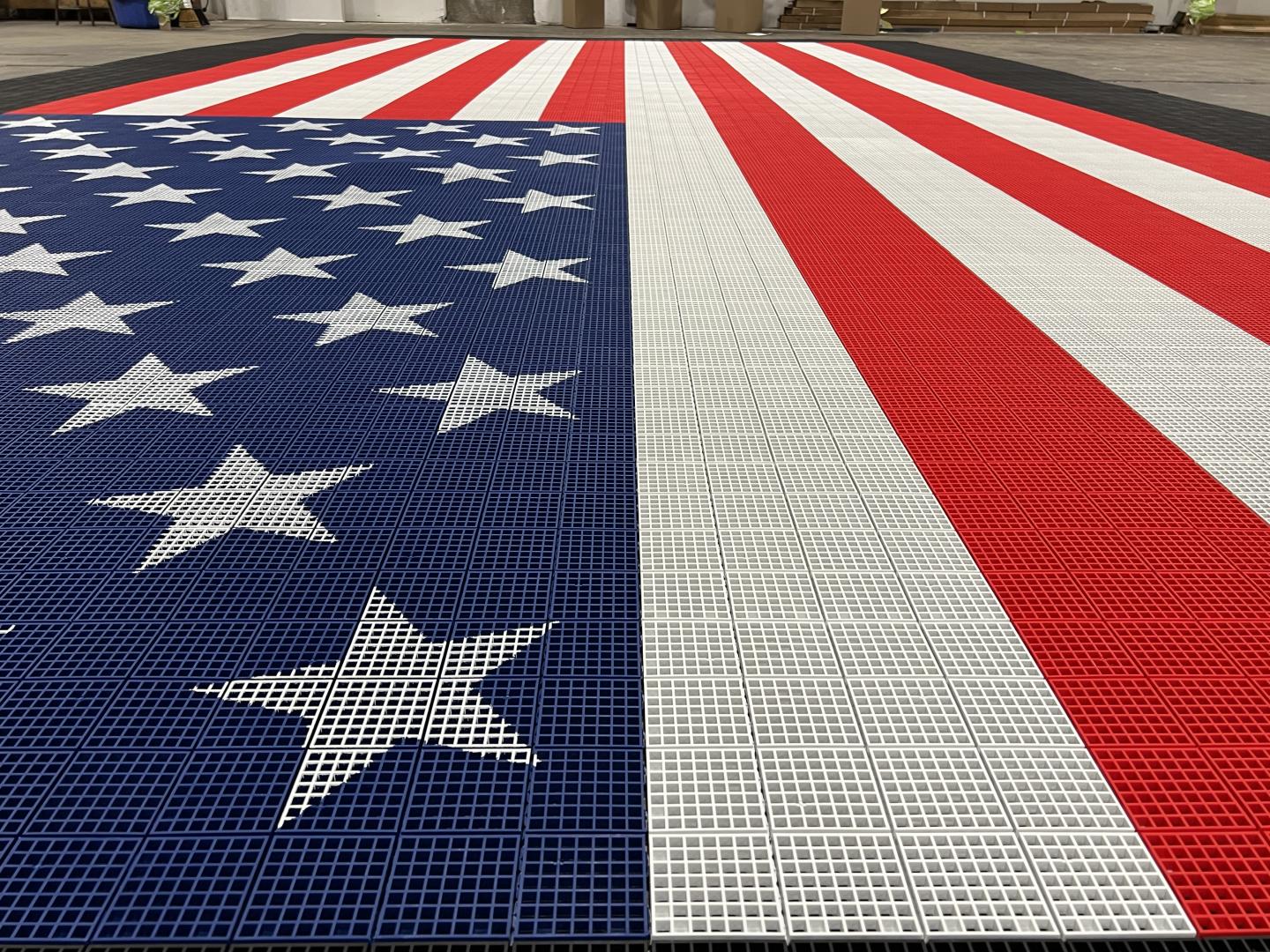 Custom American Flag Court Surface Made with Matéflex Tiles