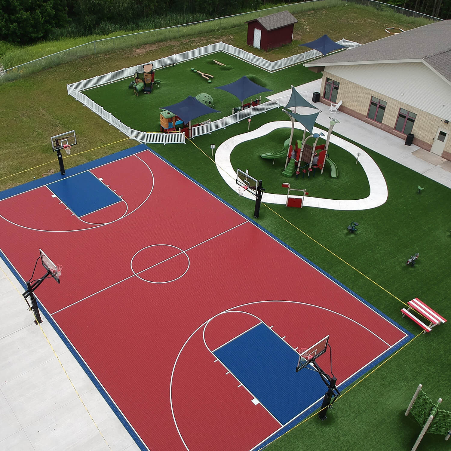 Ariel view of basketball court