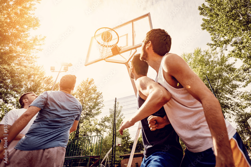 People playing baseketball
