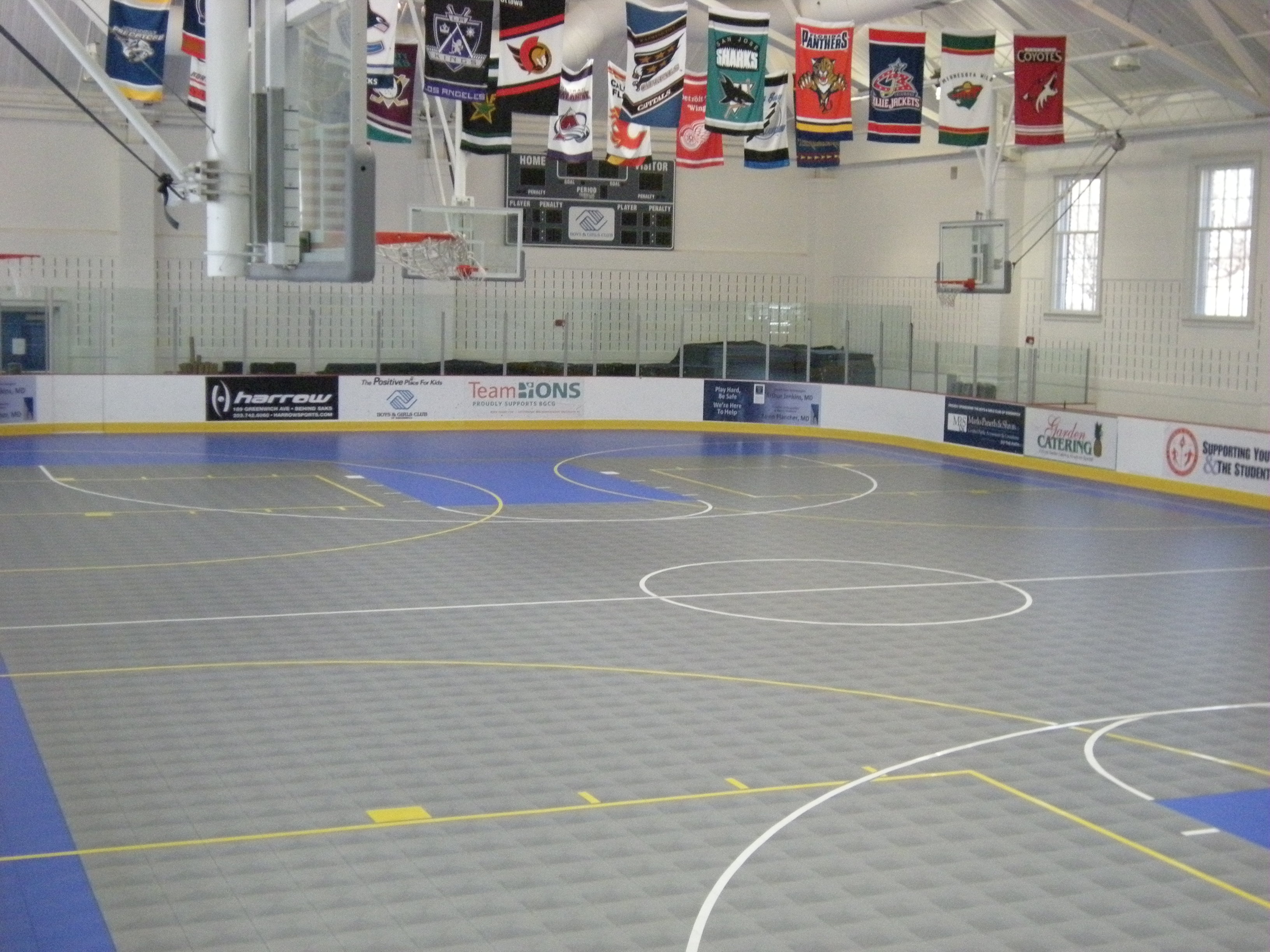 Indoor ProGym Inline Hockey Rink with Basketball Court Lines - Graphite, Performance Blue
